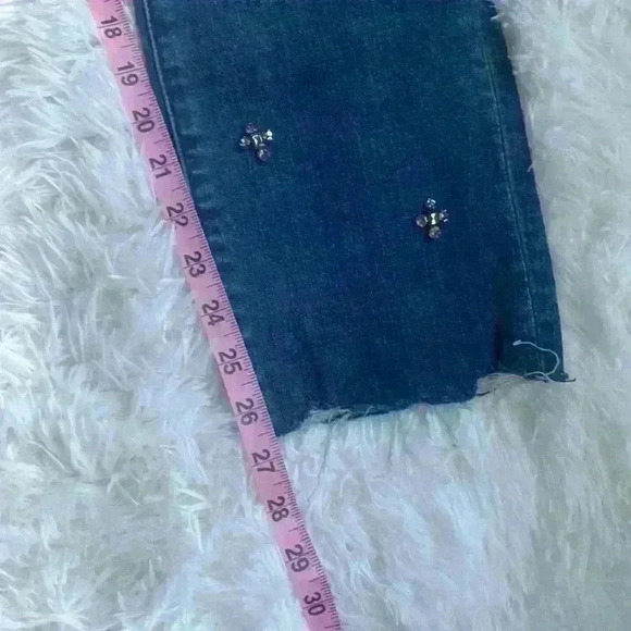 Blank NYC Crop Girlfriend.  Size 30.  Distressed with rhinestone decoration. - Picture 6 of 7